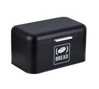 Panera Relaxdays, Caja de Pan con Tapa y asa, HBT: 16,5 x 30 x 19 cm, para Guardar Pan, panera Vintage, Metal, Negro