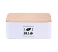Relaxdays Panera con tapa de bambú Retro blanco,marrón claro,negro