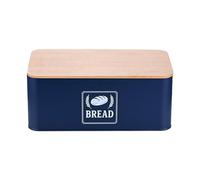 Relaxdays Panera con tapa de bambú Retro blanco,azul oscuro,marrón claro