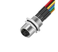PANFHGFG Cable de Conectores Macho Sellado Industrial, Female 6P | Base de bridas IP67, accesorio de cableado de latón de PVC resistente agua para equipos industriales, diseño