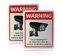 Panneau Camera Surveillance Aluminium Adhesif 15×12 cm, 2 Pièces Pancarte Site Sous Video Surveillance Panneau Video Surveillance Adhesive, Résistant aux UV, Imperméable, Avec Trous Percés