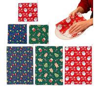 Paño de té de Navidad - 6 piezas con diseño de Navidad Papá Noel y árbol | toallas de mano con padre y especias | Para decoración del hogar baño para cocinar secado limpieza