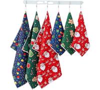 Paño De Té De Navidad - 6 Piezas Patrón De De Papá Noel Y Abeto,Toallas De Vajilla Para Y Cocina | Para Decoración Hogar Baño Cocinar Secado Limpieza
