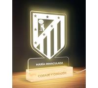 Panorama Fútbol Lampara de Mesa con Escudo Atlético de Madrid 15x22 cm - Lamparas de Mesita de Noche - Luz Nocturna Infantil con Luz Led USB - Regalo Comunión Personalizado