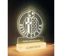Panorama Fútbol Lampara de Mesa con Escudo Getafe 15x22 cm - Lamparas de Mesita de Noche - Luz Nocturna Infantil con Luz Led USB - Regalo Comunión Personalizado