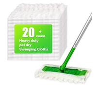 Paños de barrido en seco compatibles con Swiffer Sweeper, almohadillas de microfibra resistentes para limpiar el polvo de suelos de madera dura y el pelo de mascotas, desechables, 20 unidades