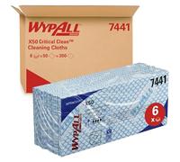 Paños de limpieza con código de color WypAll® X50 Critical Clean™ 7441 - Paños de limpieza azules - 6 paquetes x 50 paños con código de color (300 en total)
