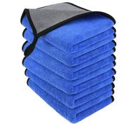 Paños de Limpieza de Microfibra, Paquete de 6, Toallas Espesadas de Dos Capas, Toalla Absorbente sin Pelusa para Lavado, Secado y Detallado del Hogar y el Auto, 40x30cm