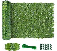 Pantalla De Privacidad De Hiedra Artificial, Decoración De Pared con Seto Artificial, Panel De Valla Verde, Rollo De Hojas De Plástico con 100 Bridas Watermelon Leaves 3 * 0.5m