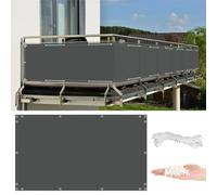 Pantalla de privacidad para exteriores, 0,9 x 10 m, 600D, impermeable, resistente a los rayos UV, con bridas para cables, perfecta para patio, balcón y terraza, color antracita, solución duradera de