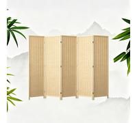 Pantalla De Privacidad Plegable De Doble Cara, Pantalla De Privacidad Independiente De Bambú, Simple, Madera Maciza, For Hogar, Oficina, Restaurante Dormitorio(180x40cm/71x15.7in,5-Panel)