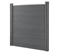 Pantalla de privacidad – Valla de jardín y cortavientos de madera compuesta (WPC) en un moderno color gris, con una longitud de 705 cm
