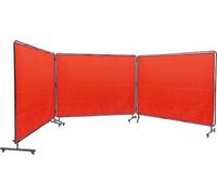 Pantalla de soldadura con marco, de 6 pies x 8 pies, compuesta por 3 paneles. Cortina de protección para soldadura, fabricada en vinilo resistente al fuego, montada sobre 12 ruedas giratorias (6 con f