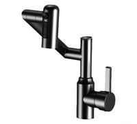 Pantalla digital Grifo de baño 360 Rotación Latón Mezclador de lavabo Indicador de temperatura LED Grifo giratorio de agua fría caliente Acabado gris (negro)