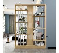 Pantalla divisoria de Columna de Pared Independiente de 200 cm de Altura, Separador de ambientes de Listones de Madera Moderna con Espacio de Almacenamiento Abierto(A,140cm/55.1in)