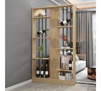 Pantalla divisoria de Columna de Pared Independiente de 200 cm de Altura, Separador de ambientes de Listones de Madera Moderna con Espacio de Almacenamiento Abierto(B,120cm/47.2in)