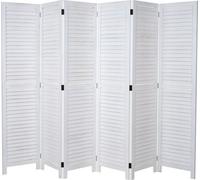 Pantalla divisoria HWC-C30, separador de ambientes, pantalla de protección, estilo vintage desgastado, 170x243 cm, color blanco
