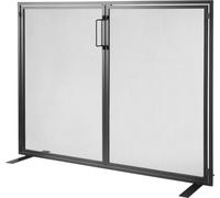 Pantalla para chimenea de 1 panel con puerta, fabricada en resistente malla de hierro. Protector contra chispas de 990 mm (ancho) x 780 mm (alto). Fácil instalación. Valla de protección para chimenea