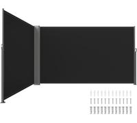 Pantalla retráctil negra para patio, de 236 pulgadas de largo. Divisores de oficina de 71 pulgadas de alto. Panel divisor retráctil. Puerta retráctil para exteriores. Valla retráctil. Pantallas retrác