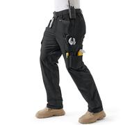 Pantalón de Trabajo Hombre Pantalones Cargo con Tejido elástico Anti-desgarro, Rodillas 3D, Doble Anillo D, Cintura elástica y Cremallera YKK para Construcción, Bricolaje y Outdoor
