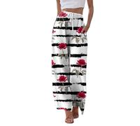 Pantalon Mujer con Bolsillo Estampado Vintage - Ropa Mujer Pant con Cordón Chic Transpirable, Pantalón Classic Único Wide Leg Pants Women Travail Voyage Blanco M