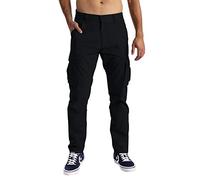 Pantalones cargo para hombre, con 6 bolsillos, 100 % algodón, pantalones de trabajo o tiempo libre de corte holgado Negro 38W x 34L