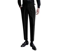 Pantalones de vestir ajustados para hombre, de cintura alta, para oficina, boda, formal, esenciales, de corte clásico, resistentes a las arrugas, plisados, con cintura expandible oculta, plisados