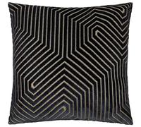 Paoletti Funda de cojín de Terciopelo Evoke: Lujosa Funda de cojín Cuadrada Decorativa con Estampado de chevrones (Negro - 55x55cm)