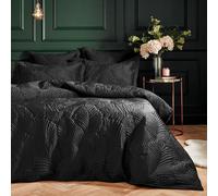 Paoletti Juego de Funda nórdica de Terciopelo Acolchado Palmeria - Negro - Individual
