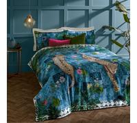 Paoletti Majorelle Juego De Funda Nórdica - Reversible Marroquí Botánico Leopardo con Ribete De Lujo Ropa De Cama (Azul Celeste - King UK Standard - 230x220cm)