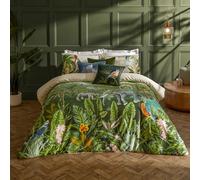 Paoletti Odisha Juego De Funda Nórdica - Reversible Botánico Exótico Elefante con Ribete De Lujo Ropa De Cama (Selva - Super King - 260x220cm)