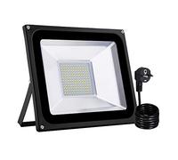 papasbox 100W Foco LED Exterior, 10000LM IP65 Resistente al agua, foco exterior, foco de aluminio, foco de luz blanco cálido 2800-3200K, enchufe UE, lámpara de pared ideal para jardín, garaje