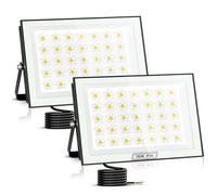 papasbox 2 Focos LED para exterior de 100W | Blanco frío de 6500K, 10000 LM, IP66, resistentes al agua, para jardín, garaje y patio