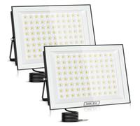 papasbox 2 Focos LED para exterior de 300W | Blanco frío de 6500K, 30000 LM, IP66, resistentes al agua, para jardín, garaje y patio