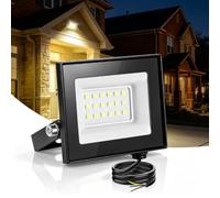papasbox Foco LED para exteriores de 20W 3000K blanco cálido | Impermeable IP66 para jardín garaje y patio