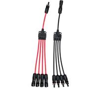 Papegia 2 conectores solares en Y, divisor 4 a 1, conectores de rama Y 1 a 4 adaptador solar, herramienta de enchufe de cable (M/FFFF, F/MMMM) 1500 V, 4 vías paralelas, 12/10 AW, conectores de panel