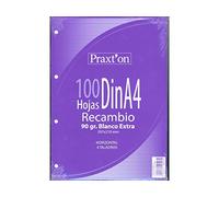 Papel A4 Praxton 100H 4T 90 gr. Raya Horizontal Blanco
