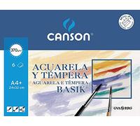 Canson-Infinity Papel acuarela Basik 370 g/m² Carpeta 6 hojas +20% 24x32 cm Blanco
