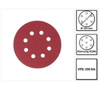Papel de lija con velcro Makita de 125 mm, grano K240, 250 unidades (5 x P-43686) para DBO, BO, DCW, DWE, GEX, PEX, SXE y BOS