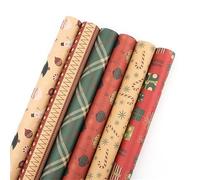 Papel de regalo de 18 piezas de papel de embalaje de papel kraft retro de Navidad de una sola cara, juego de papel de manualidades para fiestas y cumpleaños