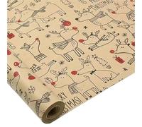 Papel de regalo de 4 rollos de papel de regalo de Navidad, bonito diseño de ciervo, planificadores y corredores, adecuado para regalos, regalos hechos a mano, envoltura de regalos