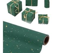 Papel de regalo de 4 rollos, rollo grande, estampado en caliente, elegante embalaje de regalo para boda, cumpleaños, Navidad, Día de San Valentín, Año Nuevo (verde)