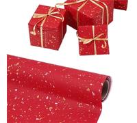 Papel de regalo de 4 rollos, rollo grande, estampado en caliente, elegante embalaje de regalo para boda, cumpleaños, Navidad, Día de San Valentín, Año Nuevo (rojo)