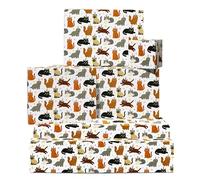 Papel de regalo de gatos - Fiesta colorida divertida - 6 hojas para amantes de los animales - Cumpleaños - con pegatinas de Central 23