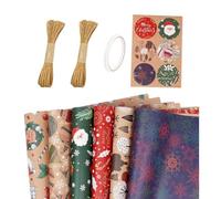 Papel De Regalo Navideño 6 rollos 51 x 69 cm con Papá Noel y árbol, | Set Papel para Envolver Navideño Para Navidad, cumpleaños, Año Nuevo y fiestas Conjunto 2