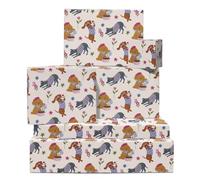 Papel de regalo para perros de jardín, 6 hojas de papel de regalo con etiquetas, diseño de cachorros elegantes en boinas, envoltura de cumpleaños para ella, él, amantes de los perros, mujeres