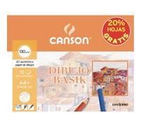 Papel Dibujo CANSON Basik Recuadro, Din-A4 130 gr., Carpeta x10 Hojas + 20% Gratis
