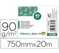 Papel dibujo liderpapel 750mmx20m 90g/m2 vegetal rollo