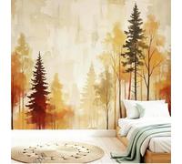 Papel Pared Papel Pintado De Bosque De Pinos En Acuarela Para Dormitorio 200 × 140 Cm Mural De Pared De Árbol Del Bosque Gran Revestimiento De Pared Panorámico No Tejido Para Sala De Estar Decora