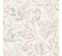 Papel pintado 286069 - Papel pintado con hojas beige en moderno aspecto acuarela, 10,05 m x 0,53 m